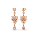 Lab Grown Diamond Long Graduation Earrings Round Cut in 14K Rose Gold 1.83ct