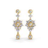 Lab Grown Diamond Long Graduation Earrings Round Cut in 14K Rose Gold 1.83ct