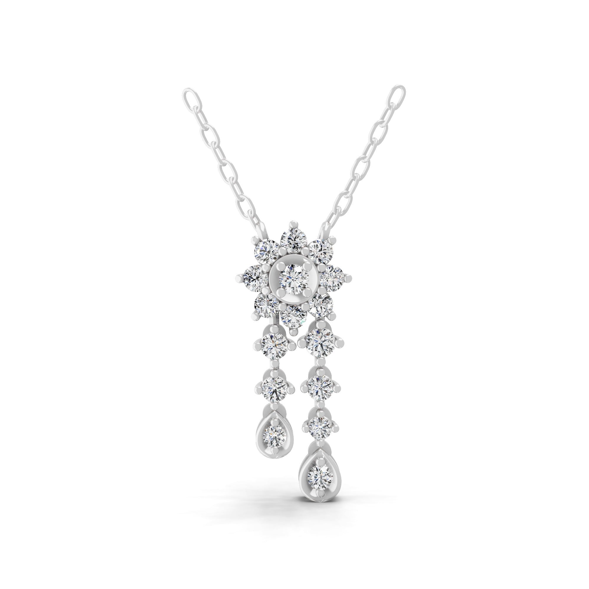 Graduating Round Cut Lab Grown Diamond Pendant Necklace 0.50Ct 14K Gold