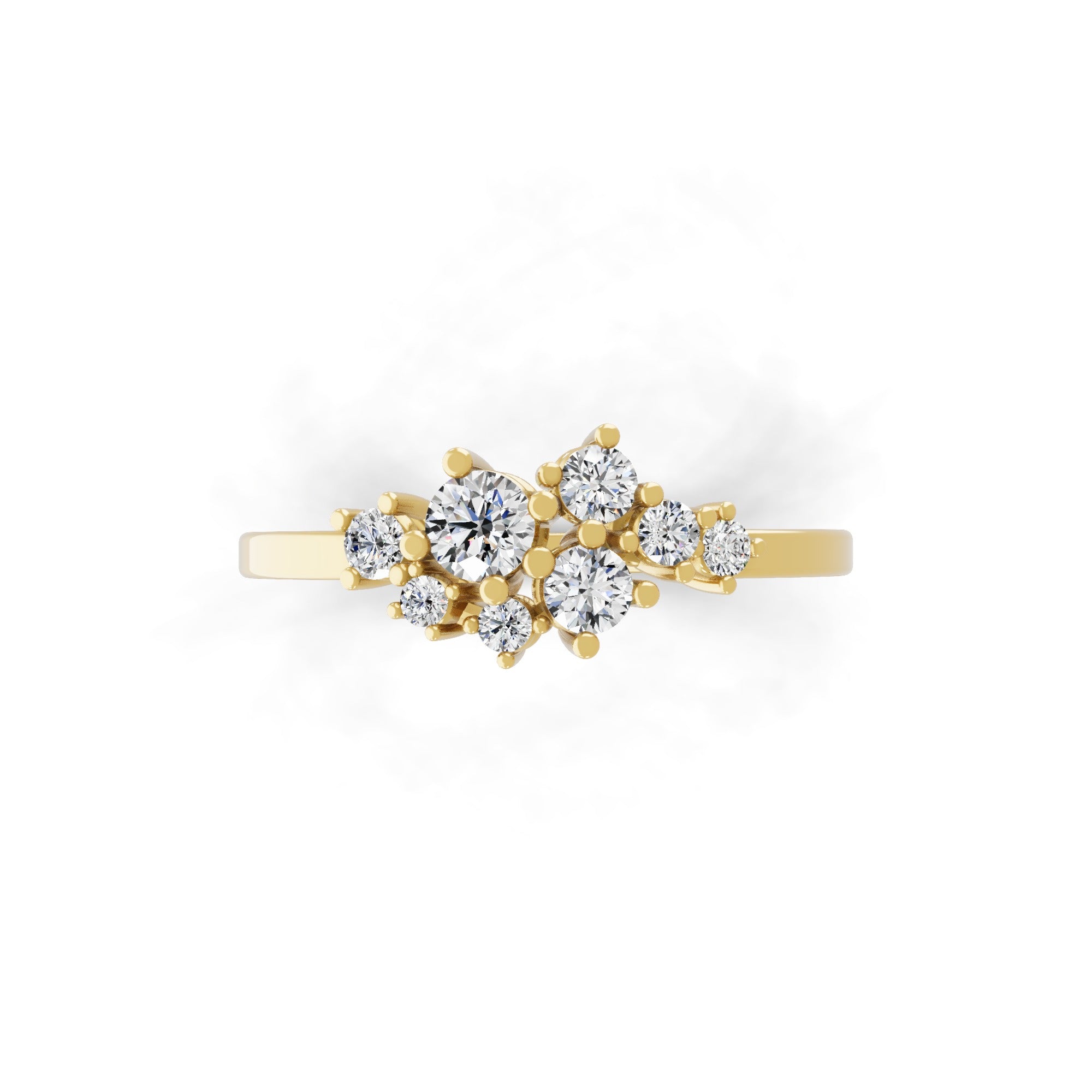 Round Cut Lab Grown Diamond Cluster Stackable Ring 14K Fine Gold 0.37Ct