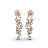 Round Cut 0.63Ct Lab Grown Diamond Dangle Drop Earrings 14K Fine Gold
