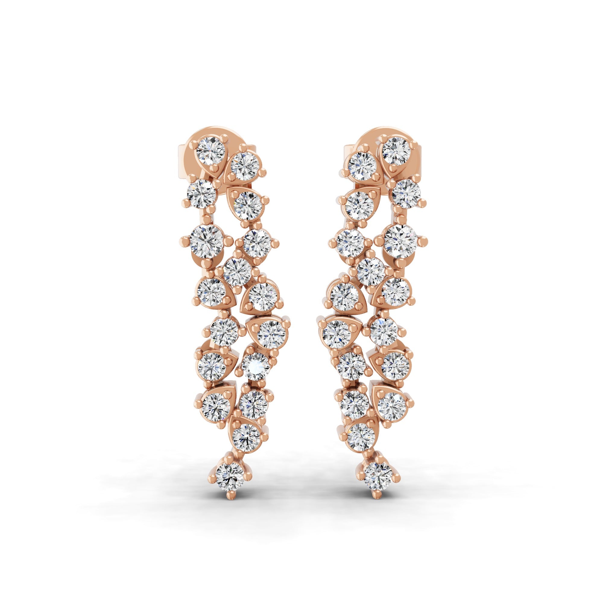 Round Cut 0.63Ct Lab Grown Diamond Dangle Drop Earrings 14K Fine Gold