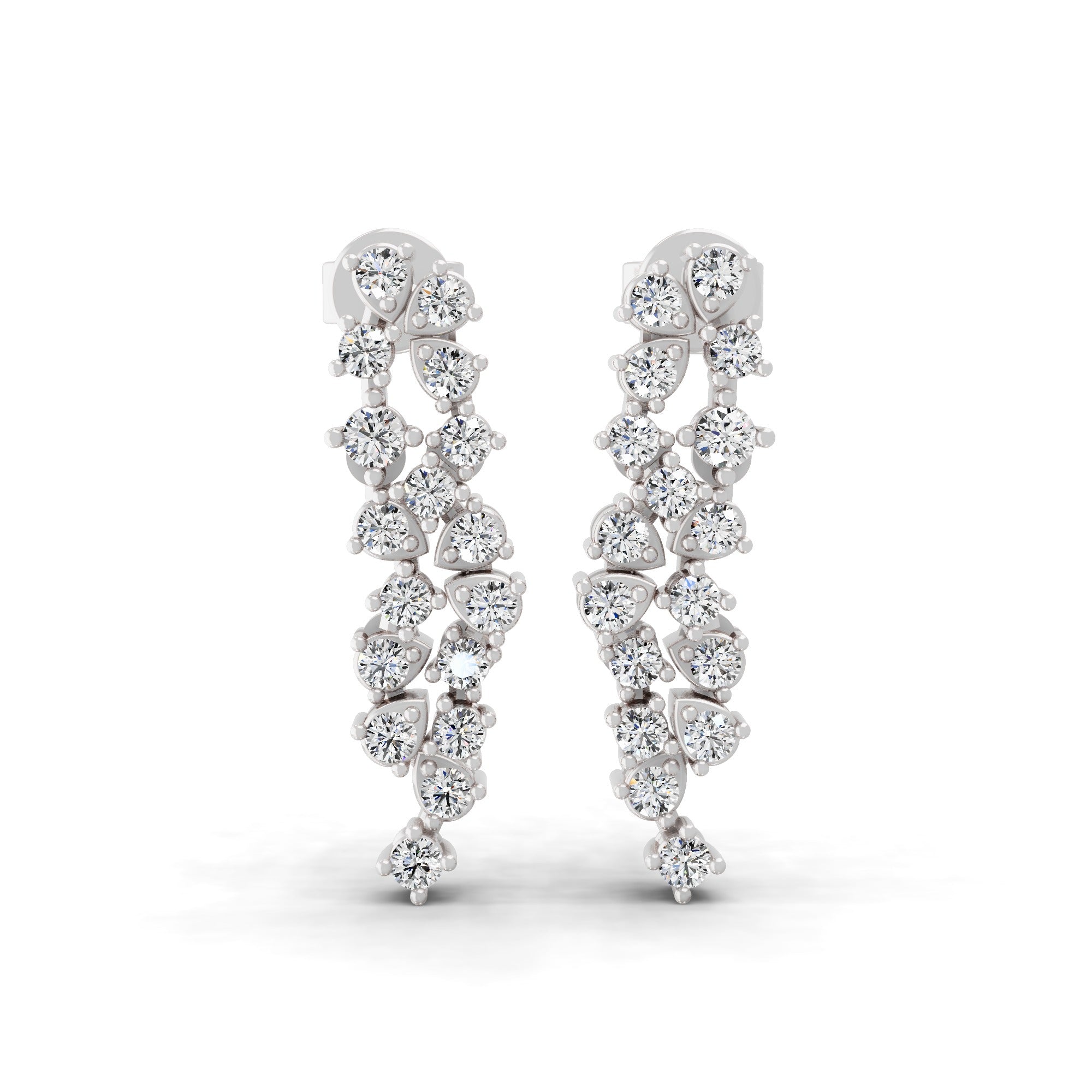 Round Cut 0.63Ct Lab Grown Diamond Dangle Drop Earrings 14K Fine Gold