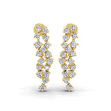Round Cut 0.63Ct Lab Grown Diamond Dangle Drop Earrings 14K Fine Gold