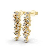 Round Cut 0.63Ct Lab Grown Diamond Dangle Drop Earrings 14K Fine Gold
