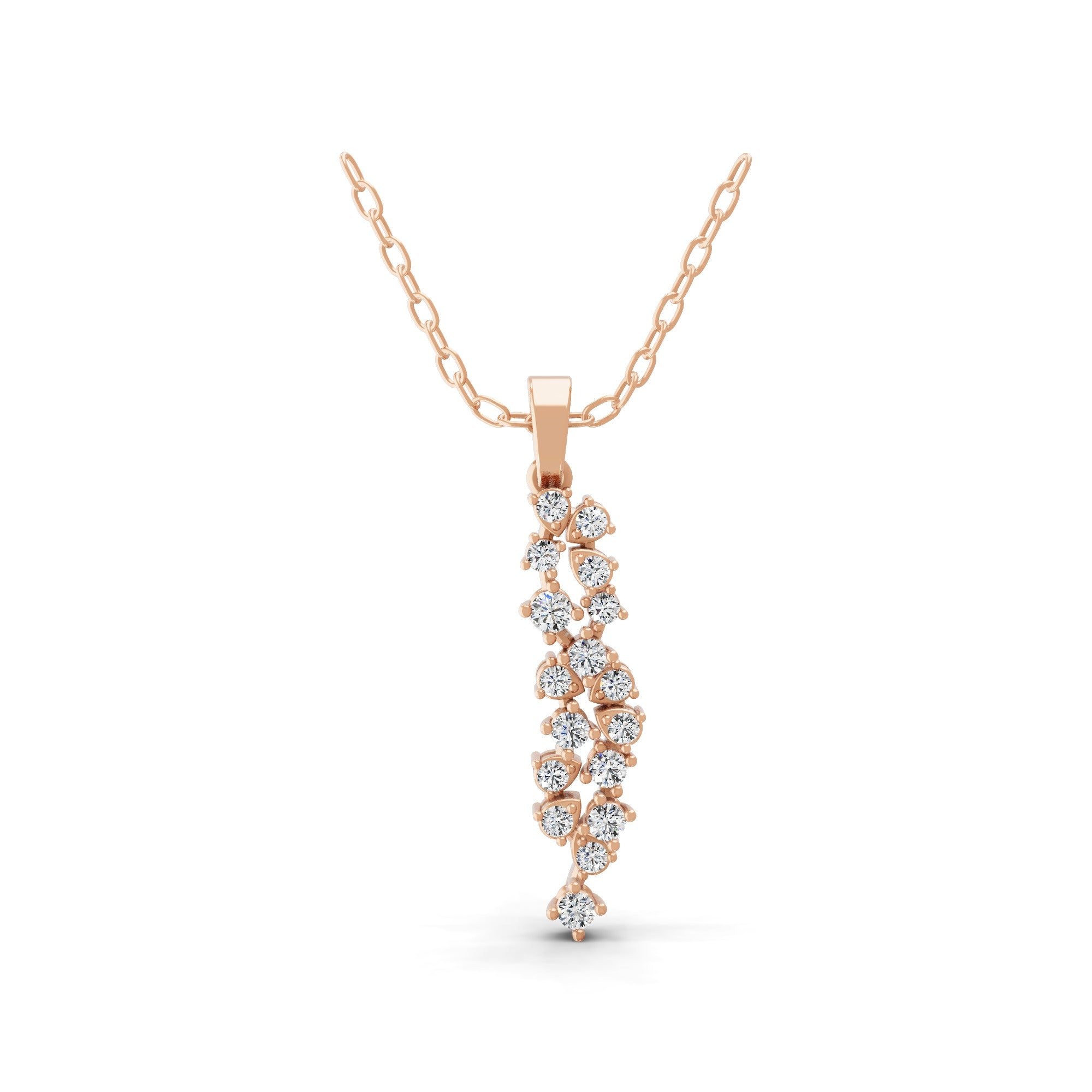 0.36Ct Cluster Pendant Necklace Round Cut Lab Grown Diamond 14K Fine Gold