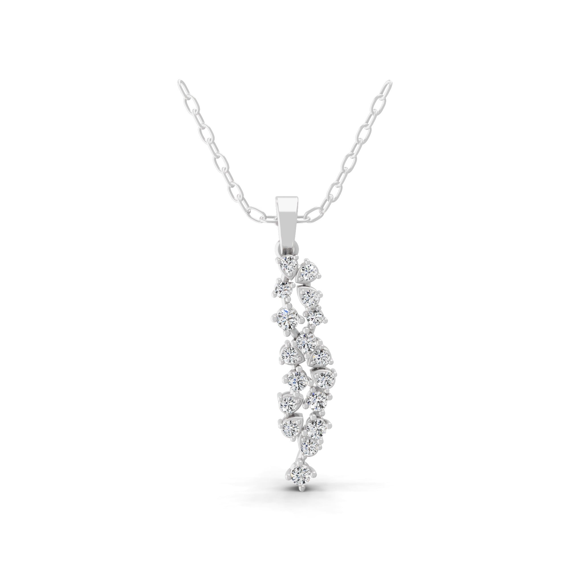 0.36Ct Cluster Pendant Necklace Round Cut Lab Grown Diamond 14K Fine Gold