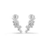 Asymmetric Lab Grown Diamond Earrings 0.84Ct 14K Fine Gold Round Cut