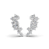 Asymmetric Lab Grown Diamond Earrings 0.84Ct 14K Fine Gold Round Cut