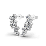 Asymmetric Lab Grown Diamond Earrings 0.84Ct 14K Fine Gold Round Cut