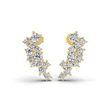 Asymmetric Lab Grown Diamond Earrings 0.84Ct 14K Fine Gold Round Cut