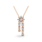 14K Fine Gold Cascading Cluster Pendant Necklace 0.59Ct Lab Grown Diamond