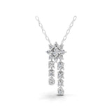 14K Fine Gold Cascading Cluster Pendant Necklace 0.59Ct Lab Grown Diamond