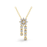 14K Fine Gold Cascading Cluster Pendant Necklace 0.59Ct Lab Grown Diamond
