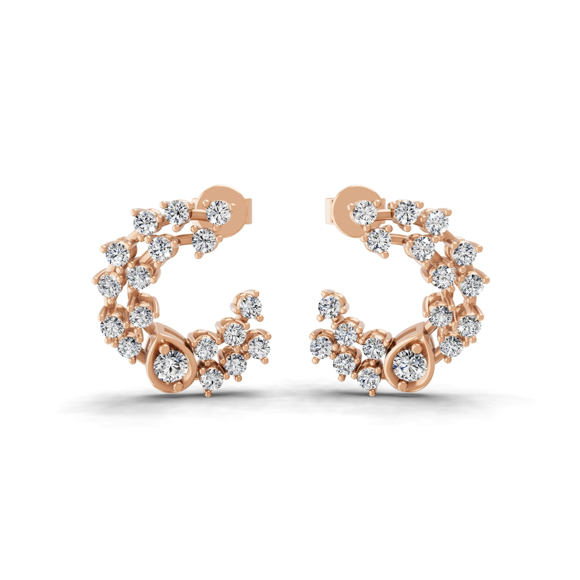 Round Cut Lab Grown 0.86Ct Diamond Stud Earrings 14K Fine Gold