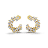 Round Cut Lab Grown 0.86Ct Diamond Stud Earrings 14K Fine Gold