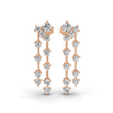 0.96Ct Lab Grown Diamond Round Cut Dangle Earrings 14K Fine Gold