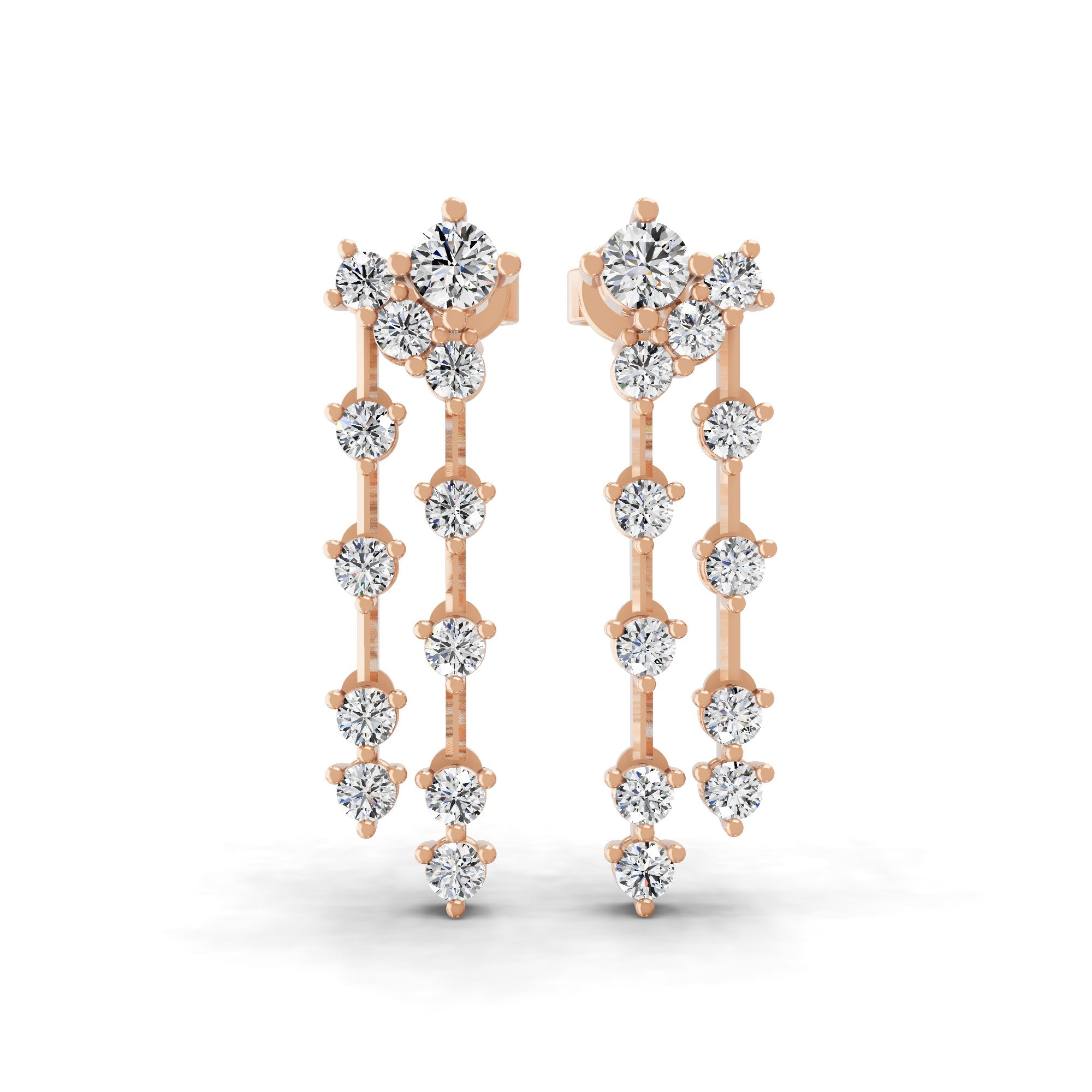 0.96Ct Lab Grown Diamond Round Cut Dangle Earrings 14K Fine Gold