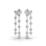 0.96Ct Lab Grown Diamond Round Cut Dangle Earrings 14K Fine Gold