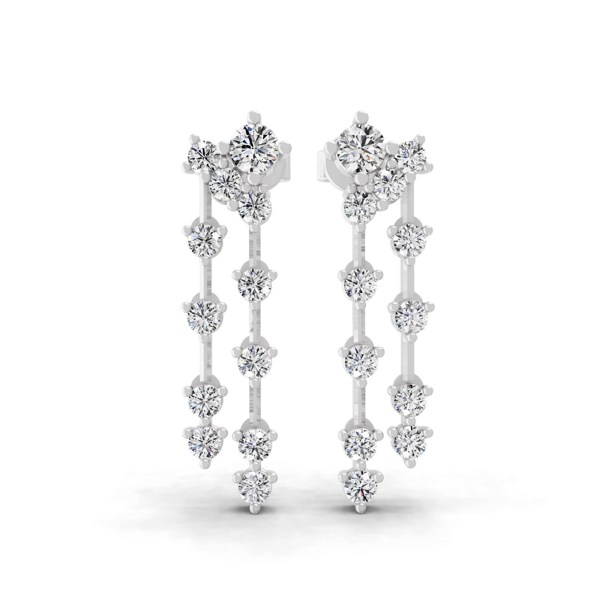0.96Ct Lab Grown Diamond Round Cut Dangle Earrings 14K Fine Gold
