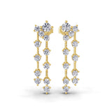 0.96Ct Lab Grown Diamond Round Cut Dangle Earrings 14K Fine Gold