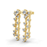0.96Ct Lab Grown Diamond Round Cut Dangle Earrings 14K Fine Gold
