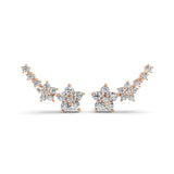 Floral Inspired Ear Climber Earrings 1.49Ct Lab Grown Diamond 14K Gold