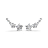 Floral Inspired Ear Climber Earrings 1.49Ct Lab Grown Diamond 14K Gold