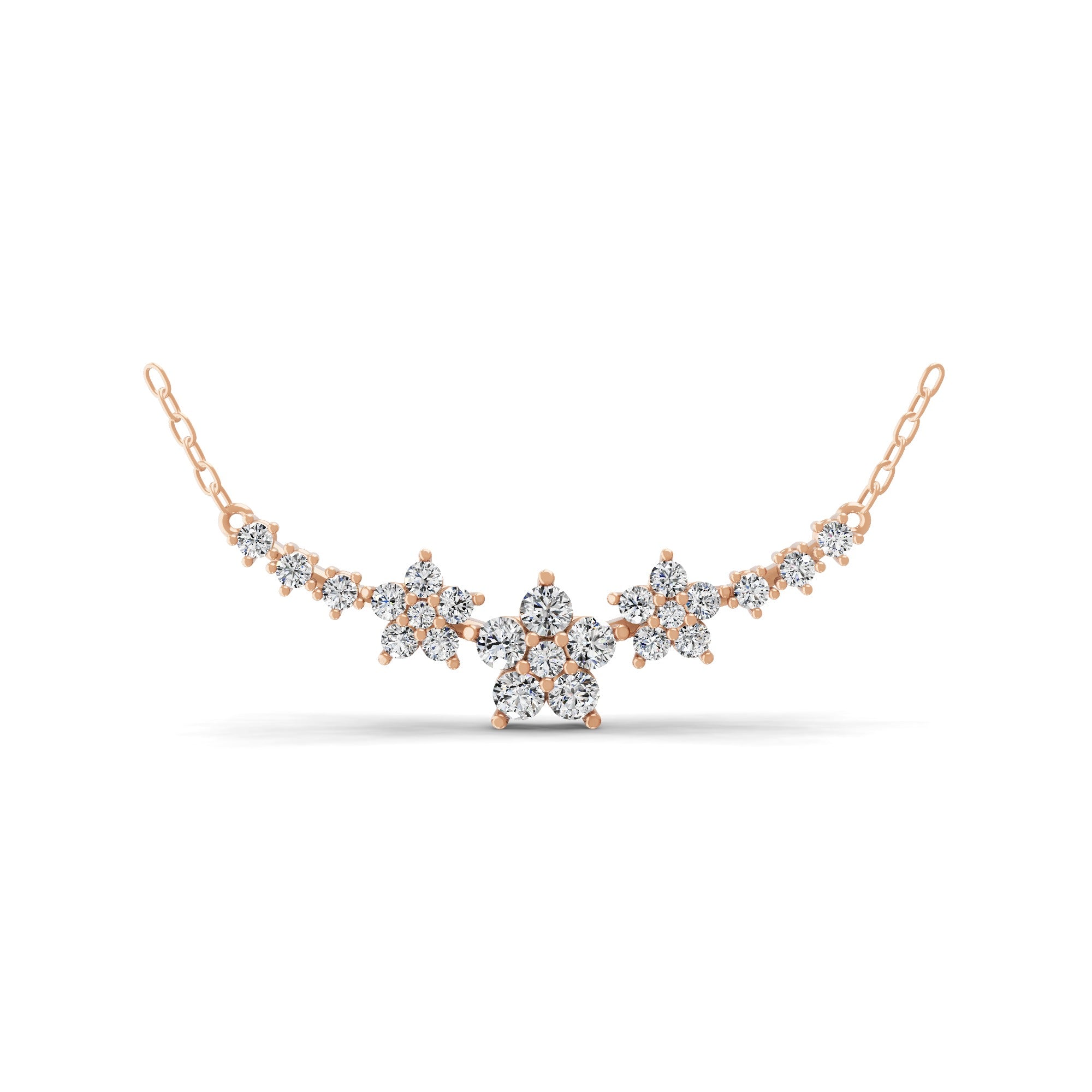 Bloom Lab Grown Diamond Floral Necklace 14K Fine Gold 1.03Ct