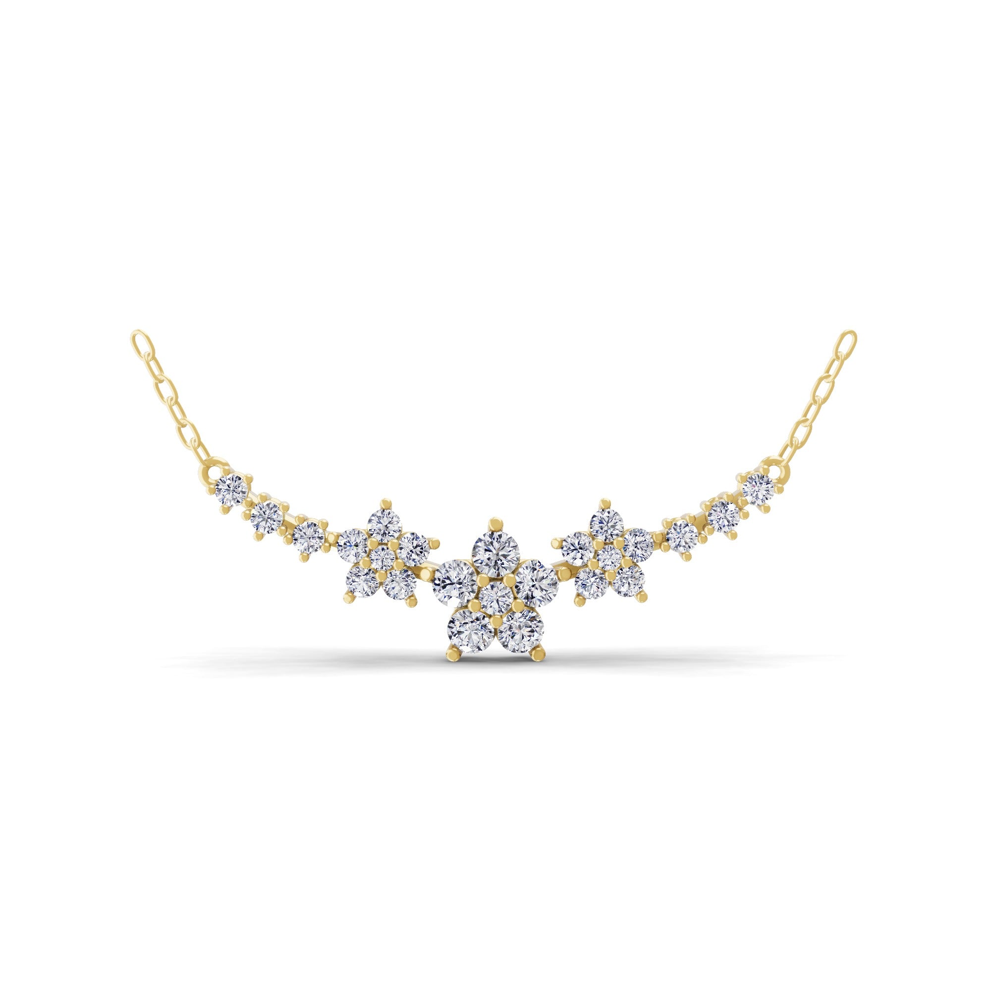 Bloom Lab Grown Diamond Floral Necklace 14K Fine Gold 1.03Ct