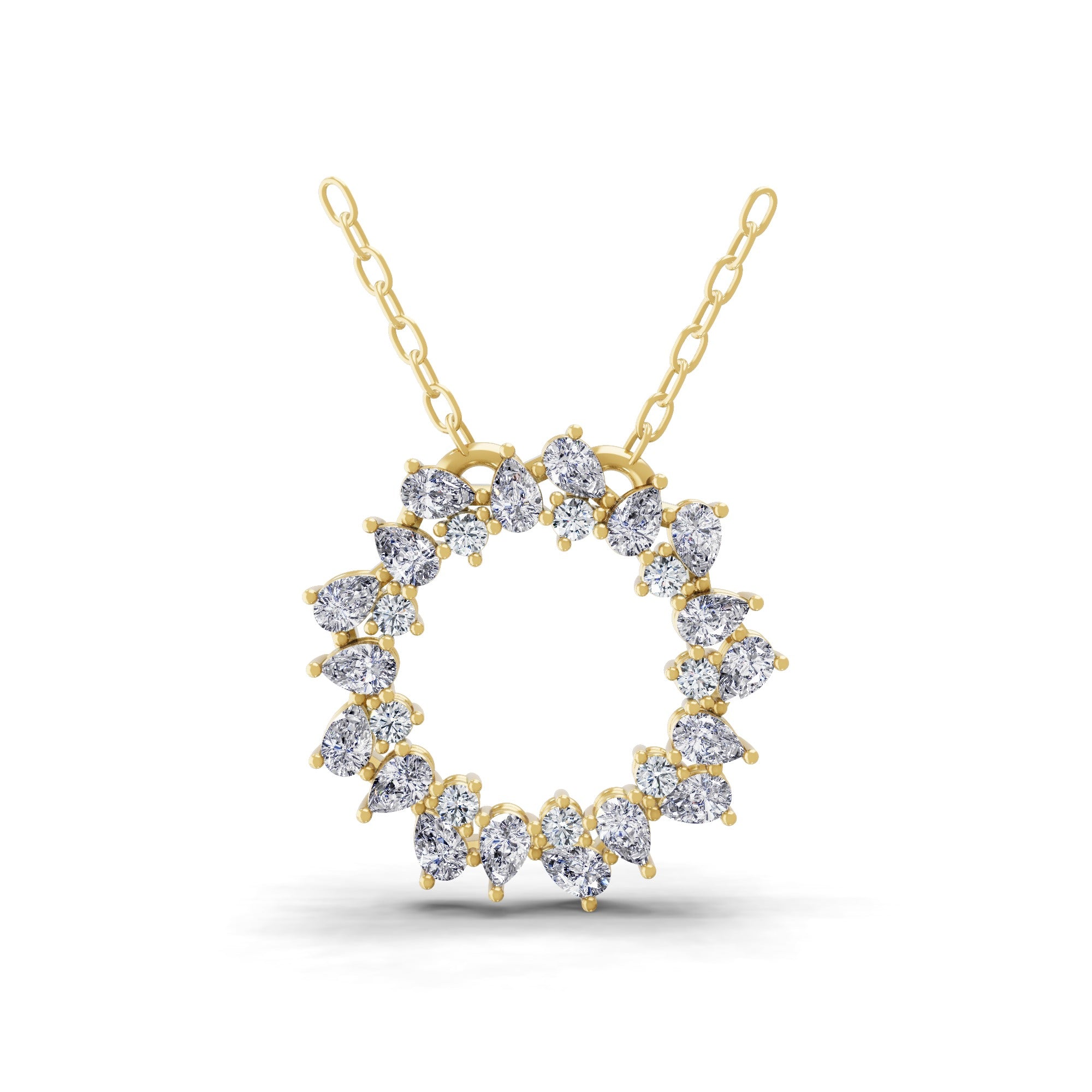 Pear Round Cut Pendant Necklace 14K Fine Gold 1.26Ct Lab Grown Diamond