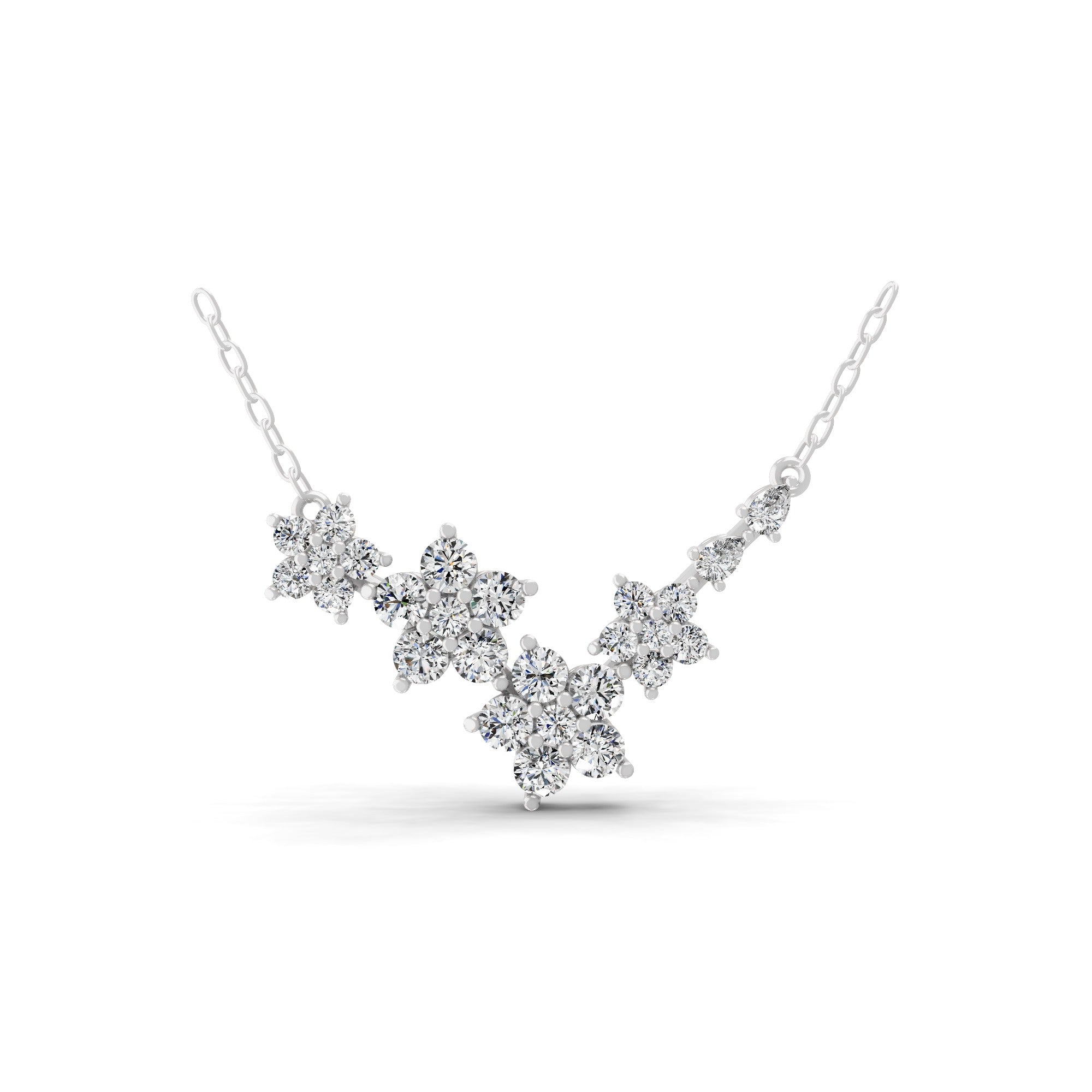 Forever Floral Lab Grown Diamond Necklace 14K Fine Gold 1.42Ct