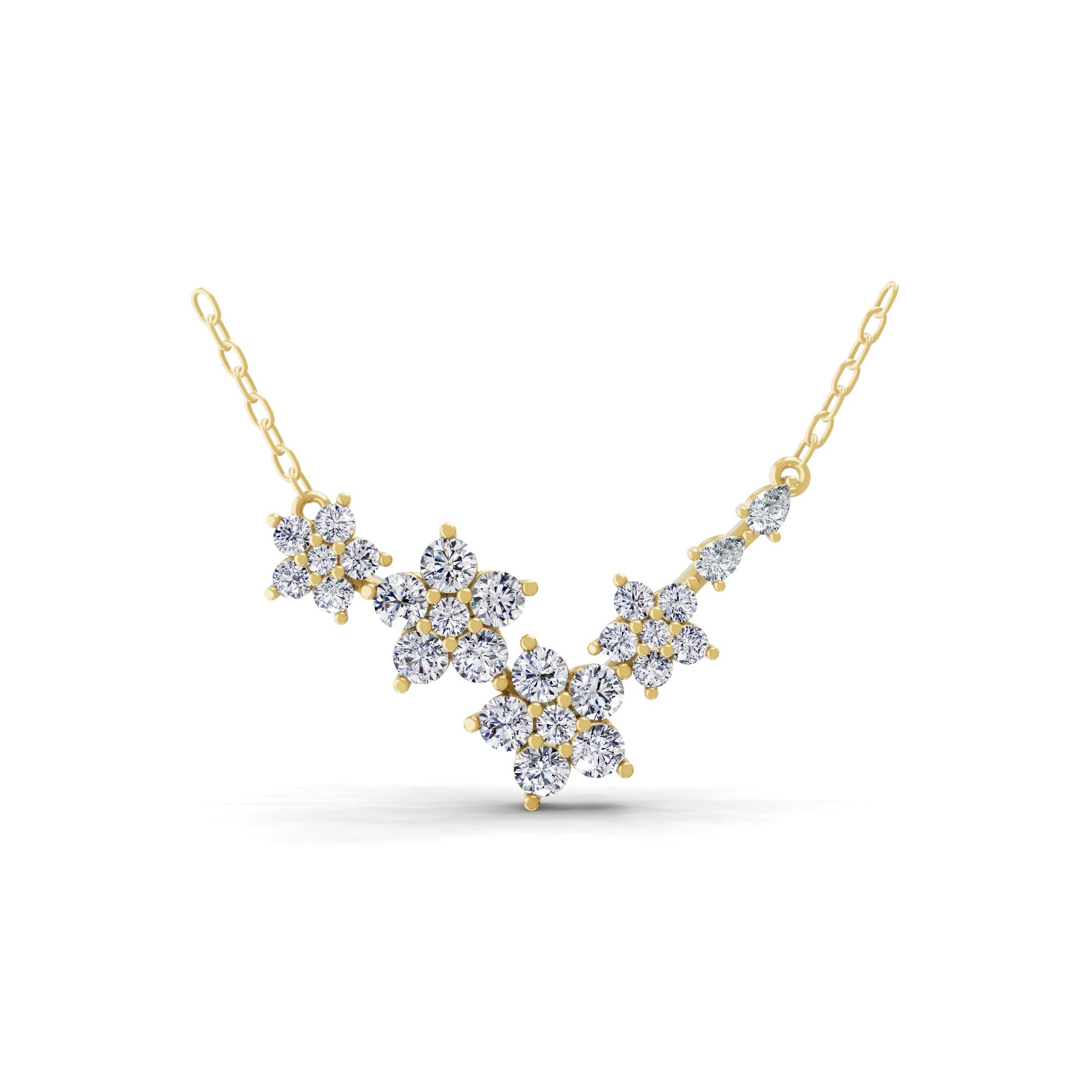 Forever Floral Lab Grown Diamond Necklace 14K Fine Gold 1.42Ct
