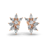 14K Fine Gold Cluster Stud Earrings Lab Grown Multi Shape Diamond 2.28Ct