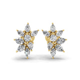 14K Fine Gold Cluster Stud Earrings Lab Grown Multi Shape Diamond 2.28Ct