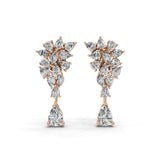 14K Fine Gold Pear Marquise Lab Grown Diamond Cluster Dangle Drop Earrings 4.44Ct