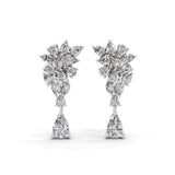 14K Fine Gold Pear Marquise Lab Grown Diamond Cluster Dangle Drop Earrings 4.44Ct