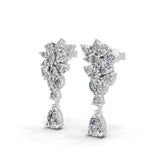 14K Fine Gold Pear Marquise Lab Grown Diamond Cluster Dangle Drop Earrings 4.44Ct