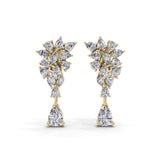 14K Fine Gold Pear Marquise Lab Grown Diamond Cluster Dangle Drop Earrings 4.44Ct