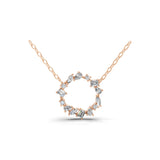 14K Fine Gold Lab Grown Diamond 0.40Ct Multi Stone Circle Pendant Necklace