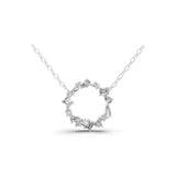 14K Fine Gold Lab Grown Diamond 0.40Ct Multi Stone Circle Pendant Necklace