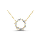 14K Fine Gold Lab Grown Diamond 0.40Ct Multi Stone Circle Pendant Necklace