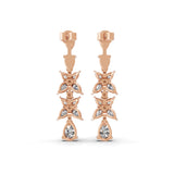 3.76Ct Floral Cluster Set Pear Round Cut Lab Grown Diamond 14k Fine Gold Dangle Earrings
