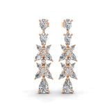 3.76Ct Floral Cluster Set Pear Round Cut Lab Grown Diamond 14k Fine Gold Dangle Earrings