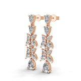 3.76Ct Floral Cluster Set Pear Round Cut Lab Grown Diamond 14k Fine Gold Dangle Earrings