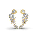 Multi Shape Lab Grown Diamond 14K Fine Gold 0.60Ct Climber Earrings