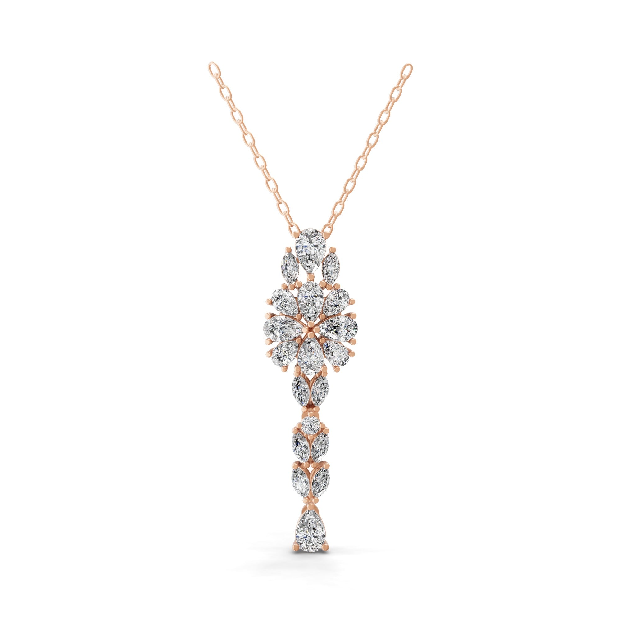 Drop Pendant Necklace 3.15Ct Lab Grown Diamond 14K Fine Gold