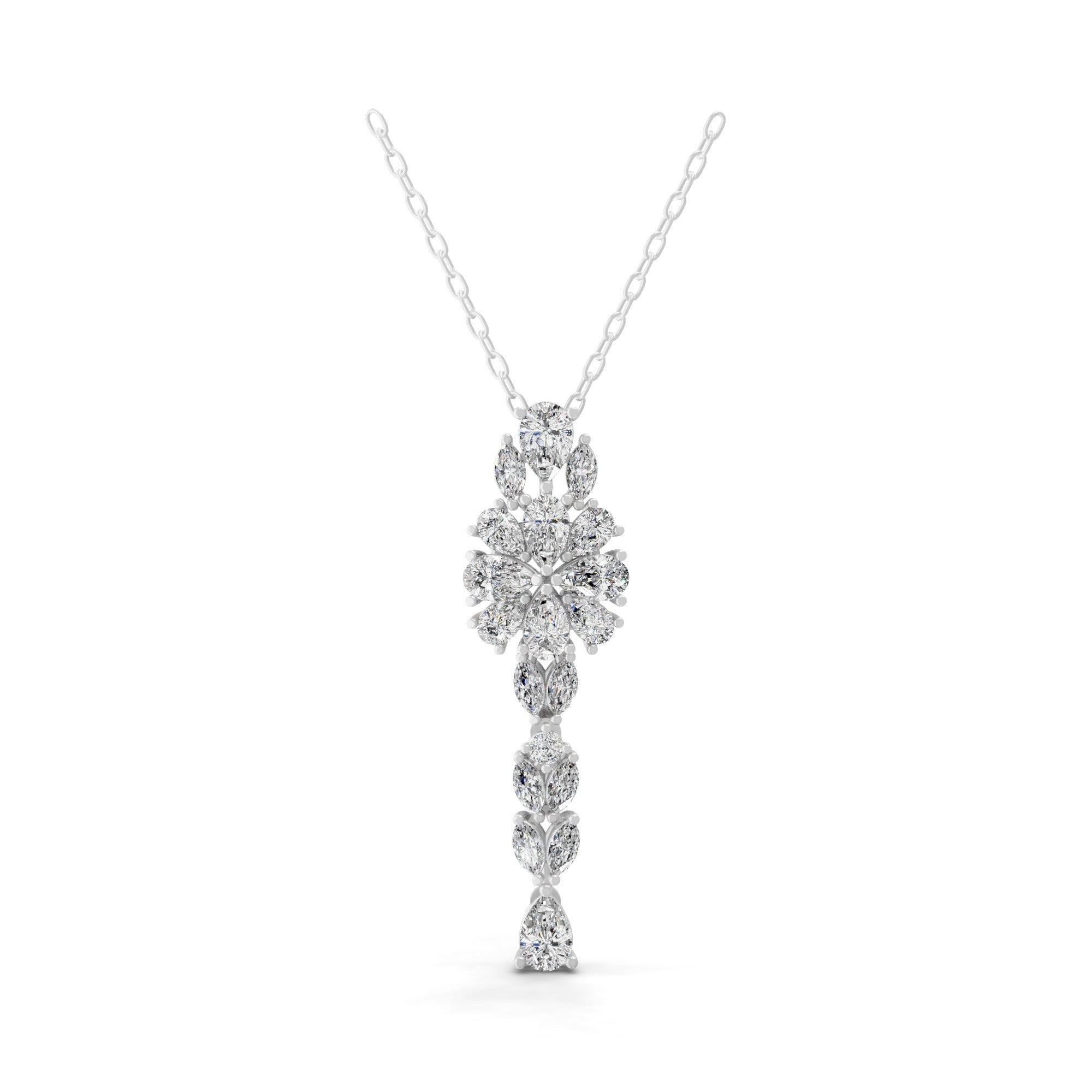 Drop Pendant Necklace 3.15Ct Lab Grown Diamond 14K Fine Gold