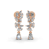 Lab Grown Multi Cut Diamond 1.59Ct Dangle Earrings 14K Fine Gold
