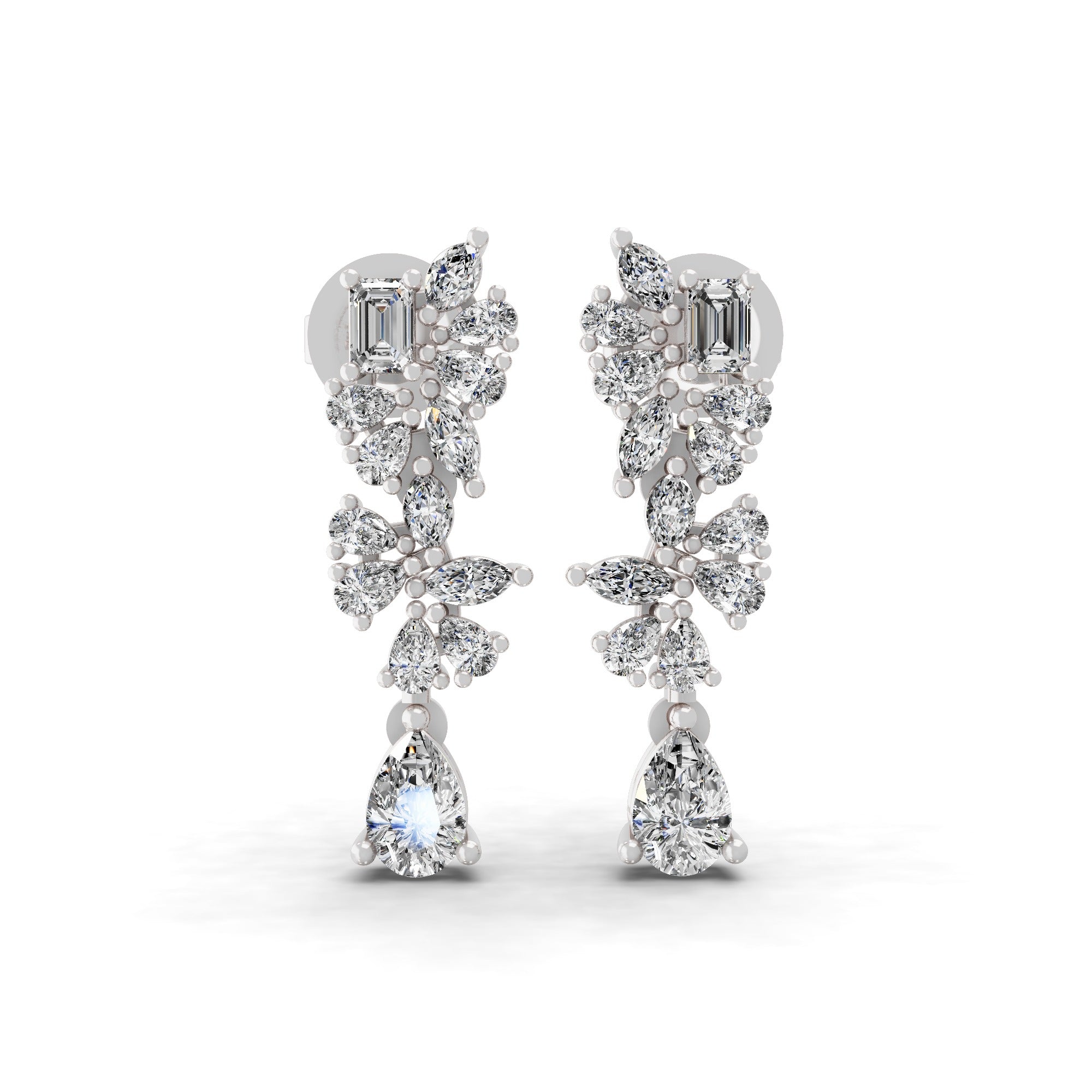 Lab Grown Multi Cut Diamond 1.59Ct Dangle Earrings 14K Fine Gold